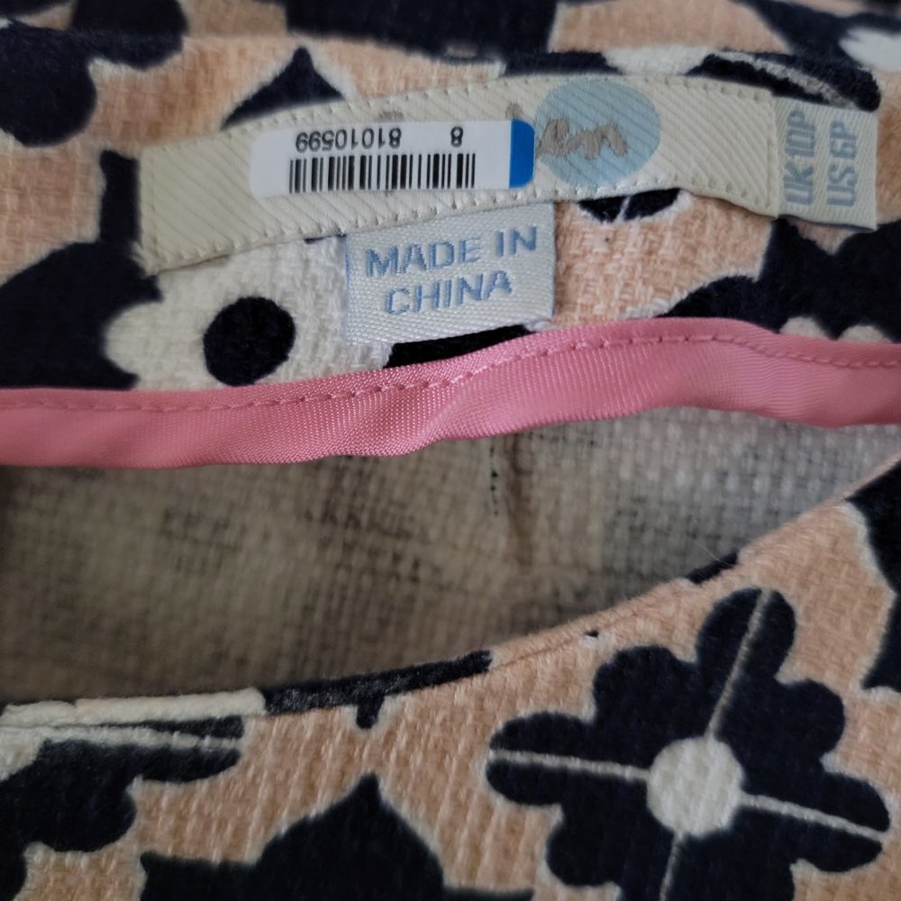Boden Pink Navy Shift Dress Floral 6P Petite - Picture 2 of 9